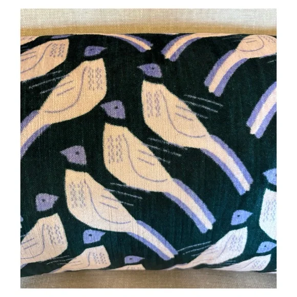 NWOT Anthropologie Velvet Flutter & Strut Bird Pillow In Dark Turquoise12x27